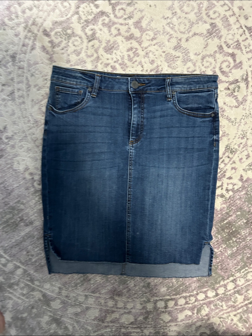 Kut from the Kloth Dark Blue Denim midi skirt